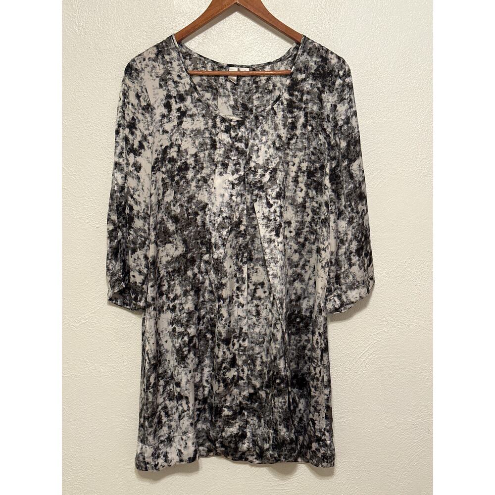 GO International Baby Doll Dress M Black White Marble Print 90s Y2K Silky